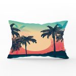 Watercolor Gün Batımı Dijital Baskılı Modern Dikdörtgen Yastık Kırlent Kılıfı Realhomes