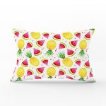 - Rh-Dik-3482-Gorsel1 - Realhomes Watercolor Karpuz Ananas Desenli Dijital Baskılı Modern Dikdörtgen Yastık Kırlent Kılıfı Realhomes