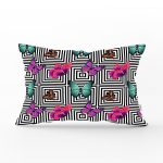 - Rh-Dik-3485-Gorsel1 - Realhomes Modern Geometrik Zeminde Kelebekler Özel Tasarımlı Modern Dikdörtgen Yastık Kırlent Kılıfı Realhomes