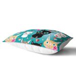 - Rh-Dik-3491-Gorsel2 - Realhomes Mavi Zeminde Kedicikler Özel Tasarım Modern Dikdörtgen Yastık Kırlent Kılıfı Realhomes