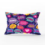 XO Pop Art Tasarımlı Dijital Baskılı Modern Dikdörtgen Yastık Kırlent Kılıfı Realhomes