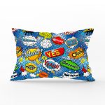 Mavi Zeminde Pop Art Özel Tasarımlı Dijital Baskılı Modern Dikdörtgen Yastık Kırlent Kılıfı Realhomes
