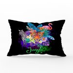 - Rh-Dik-3500-Gorsel1 - Realhomes Siyah Zeminde Jungle Özel Tasarımlı Modern Dikdörtgen Yastık Kırlent Kılıfı Realhomes