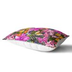 - Rh-Dik-3513-Gorsel2 - Realhomes Siyah Zeminde Tropikal Desenli Özel l Tasarım Modern Dikdörtgen Yastık Kırlent Kılıfı Realhomes