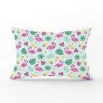 Summer Flamingo Motifli Özel Tasarım Dijital Baskılı Dikdörtgen Yastık Kırlent Kılıfı Realhomes