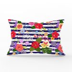 - Rh-Dik-3525-Gorsel1 - Realhomes Mavi Çizgili Çiçek Desenli Özel Tasarım Dijital Baskılı Modern Dikdörtgen Yastık Kırlent Kılıfı Realhomes