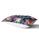 - Rh-Dik-3536-Gorsel2 - Realhomes Siyah Zeminde Tropikal Orman Dijital Baskılı Modern Dikdörtgen Yastık Kırlent Kılıfı Realhomes