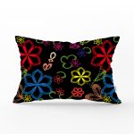 Siyah Zeminde Çiçek Motifli Dijital Baskılı Modern Dikdörtgen Yastık Kırlent Kılıfı Realhomes