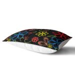 Siyah Zeminde Çiçek Motifli Dijital Baskılı Modern Dikdörtgen Yastık Kırlent Kılıfı Realhomes