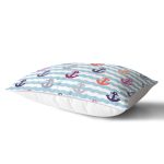 Mavi Zeminde Denizci Desenli Dijital Baskılı Modern Dikdörtgen Yastık Kırlent Kılıfı Realhomes