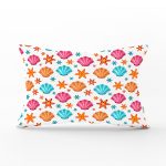 Beyaz Zeminde Midyeler Dijital Baskılı Modern Dikdörtgen Yastık Kırlent Kılıfı Realhomes