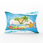 - Rh-Dik-3547-Gorsel1 - Realhomes Mavi Zeminde Summer Motifli Dijital Baskılı Modern Dikdörtgen Yastık Kırlent Kılıfı Realhomes