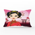 Özel Tasarımlı Uzak Doğu Motifli Dijital Baskılı Modern Dikdörtgen Yastık Kırlent Kılıfı Realhomes