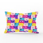 - Rh-Dik-3558-Gorsel1 - Realhomes Renkli Kedicikler Çocuk Odası Özel Tasarım Dikdörtgen Yastık Kırlent Kılıfı Realhomes