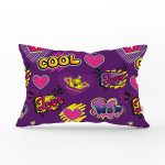 - Rh-Dik-3560-Gorsel1 - Realhomes Mor Zeminli Cool Pop Art Özel Tasarımlı Modern Dikdörtgen Yastık Kırlent Kılıfı Realhomes