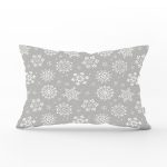 Gri Zeminli Kar Taneleri Temalı Modern Tasarım Dekoratif Dikdörtgen Yastık Kırlent Kılıfı Realhomes