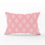 Pembe Damask Dijital Baskılı Dekoratif Dikdörtgen Yastık Kırlent Kılıfı Realhomes