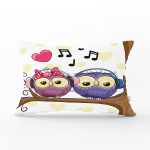 Baykuş Desenli Dijital Baskılı Dekoratif Dikdörtgen Yastık Kırlent Kılıfı Realhomes