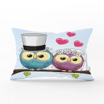 Baykuş Desenli Dijital Baskılı Dekoratif Dikdörtgen Yastık Kırlent Kılıfı Realhomes