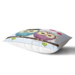 Baykuş Desenli Dijital Baskılı Dekoratif Dikdörtgen Yastık Kırlent Kılıfı Realhomes