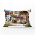 Çiçek Sokağı Dijital Baskılı Dekoratif Dikdörtgen Yastık Kırlent Kılıfı Realhomes