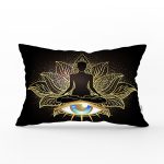 Altın Motifli Yoga Ve Mavi Göz Desenli Özel Tasarım Dijital Baskılı Dikdörtgen Yastık Kılıfı Realhomes