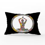 Siyah Zeminde Yoga Motifli Dekoratif Dikdörtgen Yastık Kılıfı Realhomes