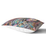 Sulu Boya Tüy Motifli Renkli Kadın Özel Tasarım Dikdörtgen Kırlent Kılıfı Realhomes