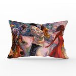 - Rh-Dik-5095-Gorsel1 - Realhomes Yağlı Boya Çizimli Kadın Motifli Modern Dikdörtgen Kırlent Kılıfı Realhomes