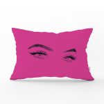 RealHomes Fuşya Zeminde Kirpik Motifli Özel Tasarım Dikdörtgen Yastık Kılıfı Realhomes