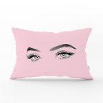 - Rh-Dik-5096pembeayna-Gorsel1 - Realhomes RealHomes Pembe Zeminde Kirpik Motifli Özel Tasarım Dikdörtgen Yastık Kılıfı Realhomes