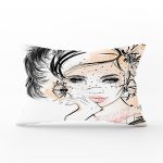 - Rh-Dik-5103-Gorsel1 - Realhomes Karakalem Çizimli Fashion Women Dekoratif Dikdörtgen Kırlent Kılıfı Realhomes