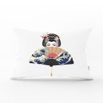 - Rh-Dik-5106-Gorsel1 - Realhomes Yelpazali Japan Kadın Motifli Dekoratif Dikdörtgen Yastık Kılıfı Realhomes