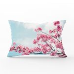 Bulutlar İçinde Pembe Dallar Dekoratif Dikdörtgen Kırlent Kılıfı Realhomes