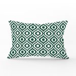 Özel Tasarım Koyu Yeşil İkat Desenli Dijital Baskılı Dikdörtgen Yastık Kırlent Kılıfı Realhomes