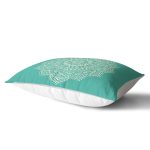Turkuaz Zeminde Mandala Baskılı Modern Dikdörtgen Kırlent Kılıfı Realhomes