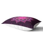 Siyah Zeminde Pembe Neon Mandala Desenli Dekoratif Dikdörtgen Kırlent Kılıfı Realhomes