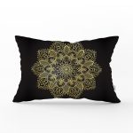 - Rh-Dik-5123-Gorsel1 - Realhomes Siyah Zeminde Gold Mandala Motifli Dikdörtgen Yastık Kılıfı Realhomes