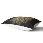 - Rh-Dik-5123-Gorsel2 - Realhomes Siyah Zeminde Gold Mandala Motifli Dikdörtgen Yastık Kılıfı Realhomes