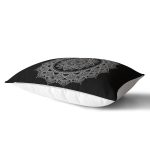 Siyah Zeminde Beyaz Mandala Desenli Dekoratif Dikdörtgen Yastık Kılıfı Realhomes