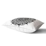 Beyaz Zeminde Çiçek Mandala Desenli Dikdörtgen Kırlent Kılıfı Realhomes