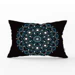 Siyah Zeminde Mavi Boncuklu Mandala Dekoratif Dikdörtgen Yastık Kılıfı Realhomes