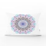 Beyaz Zeminde Açık Renkte Mandala Dikdörtgen Kırlent Kılıfı Realhomes