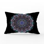 Siyah Zeminde Pembe Mavi Mandala Desenli Modern Dikdörtgen Yastık Kılıfı Realhomes