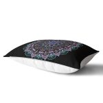 Siyah Zeminde Pembe Mavi Mandala Desenli Modern Dikdörtgen Yastık Kılıfı Realhomes