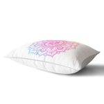 Beyaz Zeminde Pembe Mavi Mandala Desenli Özel Tasarım Dikdörtgen Kırlent Kılıfı Realhomes
