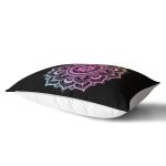 Siyah Zeminde Pembe Mavi Mandala Desenli Özel Tasarım Dikdörtgen Kırlent Kılıfı Realhomes