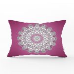 Pembe Zeminde Beyaz Mandala Desenli Özel Tasarım Dikdörtgen Yastık Kılıfı Realhomes