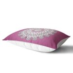 Pembe Zeminde Beyaz Mandala Desenli Özel Tasarım Dikdörtgen Yastık Kılıfı Realhomes
