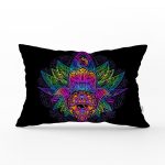 Siyah Zeminde Renkli Fâtımâ'nın Eli Desenli Dikdörtgen Kırlent Kılıfı Realhomes